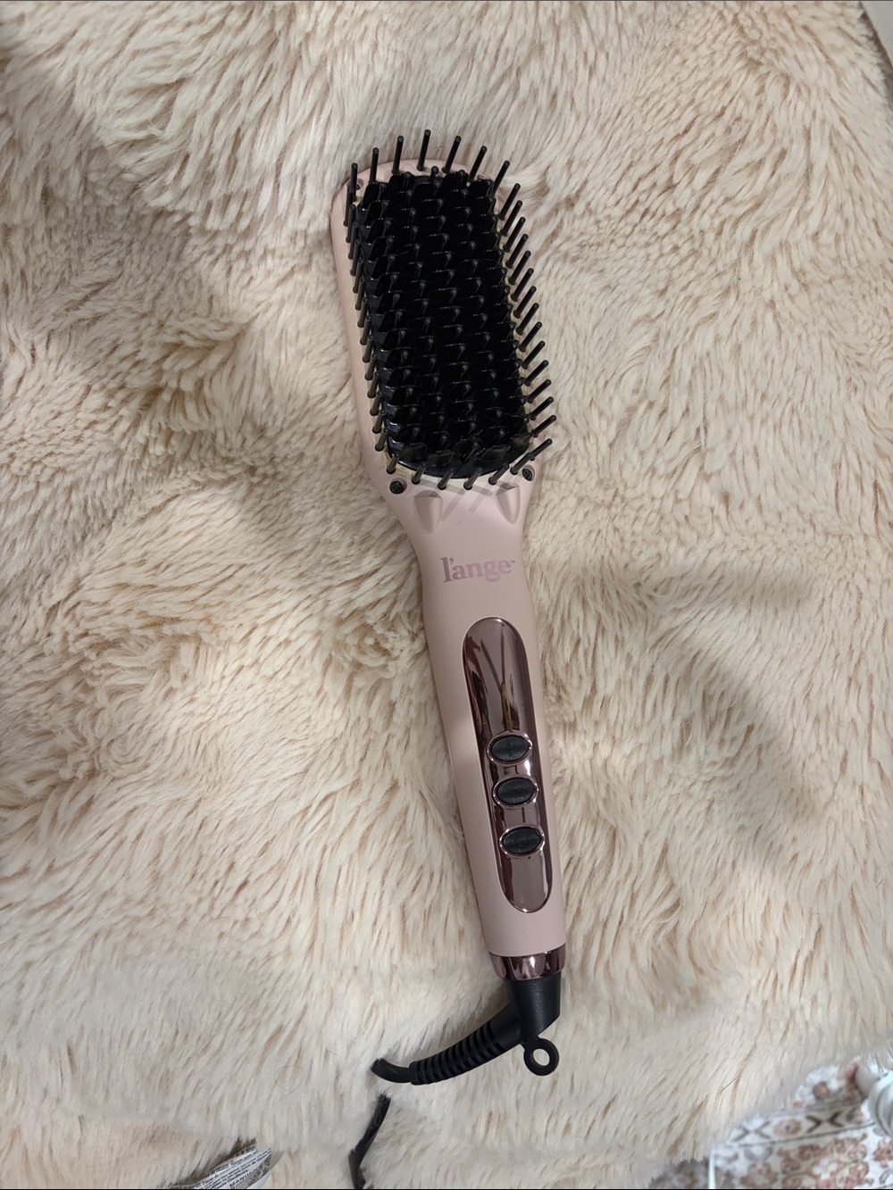 Lange Rose Pink Hot Air Straightening Brush with Black Bristles